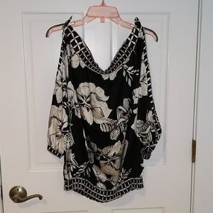 Floral cold shoulder shirt
